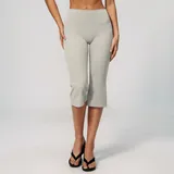 Pearl Grey Women's Brushed Fitness Yoga Workout Shorts Capri Length