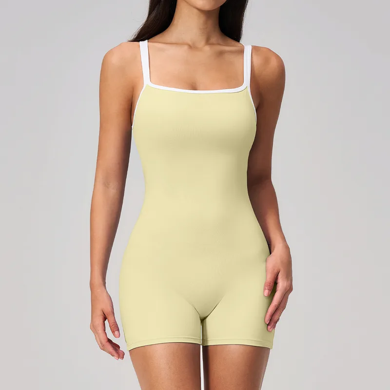 Women's Fitted Yoga Fitness Workout Performance Bodysuit Backless