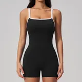 YJ2134-2 · Jet Black Jet Black Women's Fitted Yoga Fitness Workout Performance Bodysuit Backless