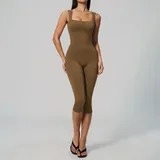 YJ3533-1 · Sandalwood Mist Brown Sandalwood Mist Brown Bare Feel Yoga Women's Bodysuit Tank Slimming Fitted