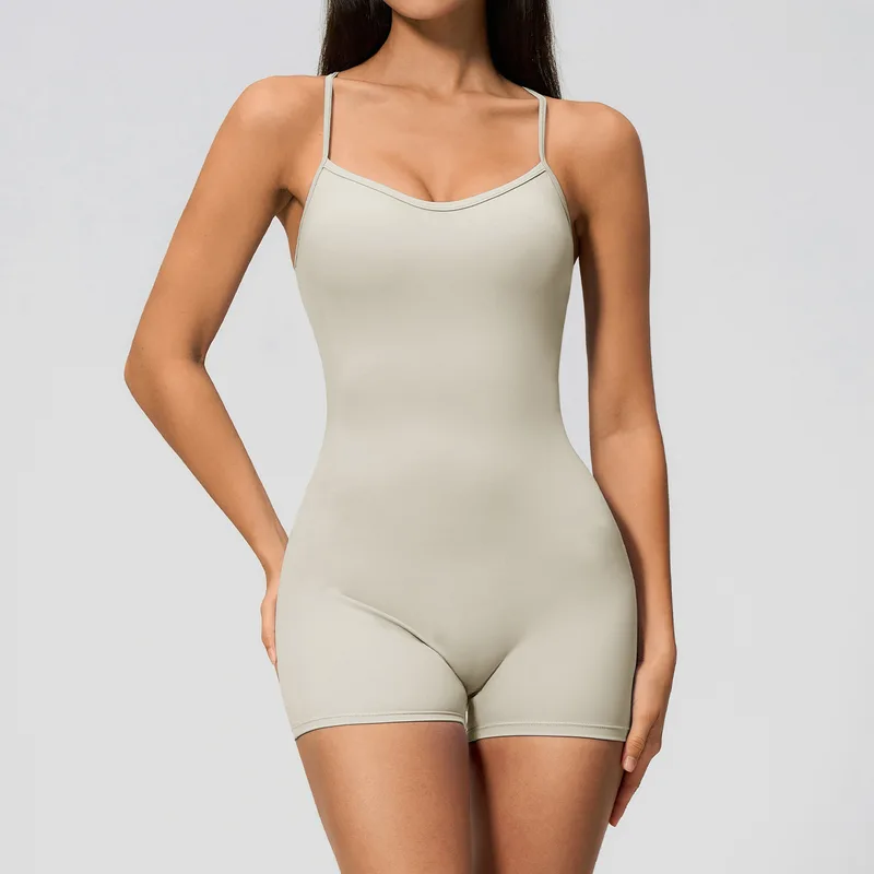 Women's Backless Yoga Performance Bodysuit Cross Back Fitted