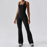 YJ8117-2 · Jet Black Jet Black Women's Flared Yoga Performance Bodysuit Tummy Control Fitted