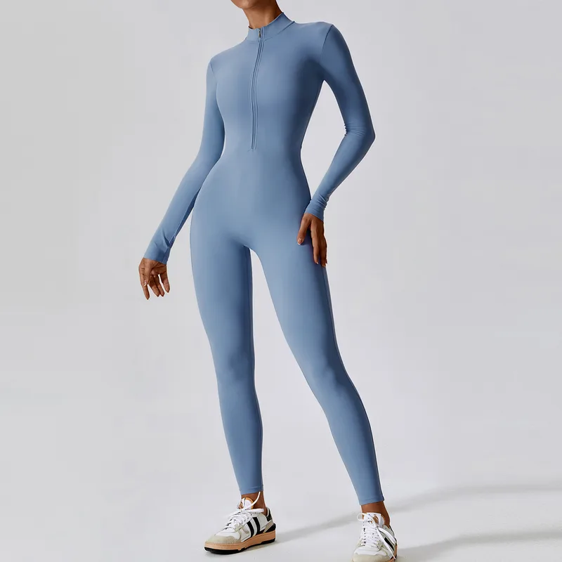 Women's Yoga Workout Performance Bodysuit Long Sleeve Fitted