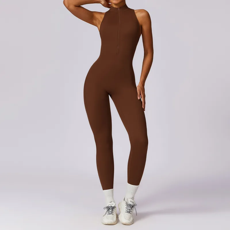Women's Backless Workout Performance Bodysuit Bare Feel Fitted