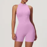 YJ8594-4 · Sakra Pink Sakra Pink Women's Backless Fitted Workout Performance Bodysuit Bare Feel