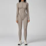 Oat Milk Fitness Yoga Women's Workout Performance Bodysuit Color Block