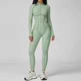 YJ9326-5 · Stone Cyan Green Stone Cyan Green Fitness Yoga Women's Workout Performance Bodysuit Color Block