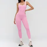 YJ9528-1 · Sakra Pink Sakra Pink Women's Running Yoga Workout Performance Bodysuit Bare Feel