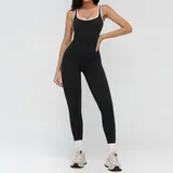 YJ9528-2 · Jet Black Jet Black Women's Running Yoga Workout Performance Bodysuit Bare Feel