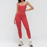 Raspberry Red Women's Running Yoga Workout Performance Bodysuit Bare Feel