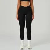 YL2030-2 · Jet Black Jet Black Running Women's High Waist Yoga Leggings Bare Feel