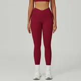 Cherry Red Running Women's High Waist Yoga Leggings Bare Feel