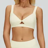 Apricot Yellow Women's Yoga Fitness Supportive Sports Bra Backless Cutout