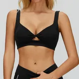 Jet Black Women's Yoga Fitness Supportive Sports Bra Backless Cutout
