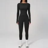 YL2551-2 · Jet Black Jet Black Waist Yoga Leggings High Waist Fitted Women's High