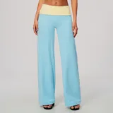 YL2585-1 · Sky Blue & Yellow Sky Blue & Yellow Women's Fitness Wide Leg Yoga Pants Wide Leg