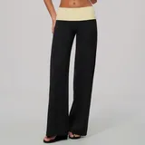 Meteor Black & Yellow Women's Fitness Wide Leg Yoga Pants Wide Leg