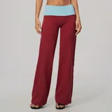 Pomegranate Red & Blue Women's Fitness Wide Leg Yoga Pants Wide Leg