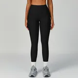YL3093-2 · Jet Black Jet Black Women's High Waist Yoga Leggings High Waist Ribbed