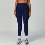 YL3093-3 · Navy Blue Navy Blue Women's High Waist Yoga Leggings High Waist Ribbed