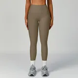 Light Coffee Women's High Waist Yoga Leggings High Waist Ribbed