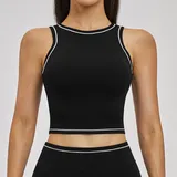 Jet Black Women's Running Yoga Training Supportive Sports Bra Tank