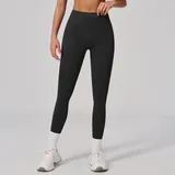 Jet Black Women's High Waist Yoga Leggings High Waist Fitted