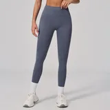 Dark Grey Blue Women's High Waist Yoga Leggings High Waist Fitted