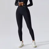 Jet Black Women's Breathable High Waist Yoga Leggings Bare Feel