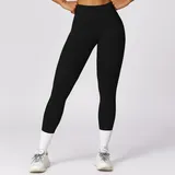 Jet Black Fitted Women's High Waist Yoga Leggings High Waist
