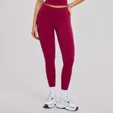 Raspberry Red Fitted Women's High Waist Yoga Leggings High Waist