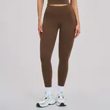 Chocolate Brown Fitted Women's High Waist Yoga Leggings High Waist