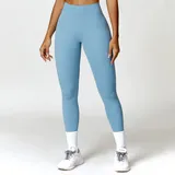 Haze Blue Fitted Running Women's High Waist Yoga Leggings