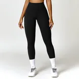 Jet Black Fitted Running Women's High Waist Yoga Leggings