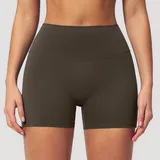 Deep Roast Brown Women's Stretch Fitted Yoga Activewear Set High Waist