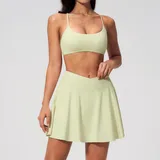 YS2135-1 · Cream Green Cream Green Quick Dry Running Women's Yoga Set Backless Layered