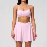 Falling Blossom Pink Quick Dry Running Women's Yoga Set Backless Layered