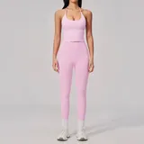 YS2557-1 · Sakra Pink Sakra Pink Women's Seamless Workout Fitness Yoga Activewear Set Backless
