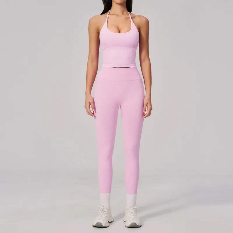 Women's Seamless Workout Fitness Yoga Activewear Set Backless