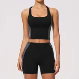 YS2567-2 · Jet Black Jet Black Women's Slim Fit Yoga Set Crew Neck Fitted