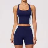 YS2567-3 · Dark Navy Dark Navy Women's Slim Fit Yoga Set Crew Neck Fitted