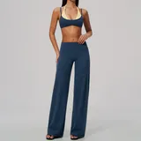 YS2585-3 · Teal Blue & Yellow Teal Blue & Yellow Women's High Waist Yoga Set Long Sleeve Brushed