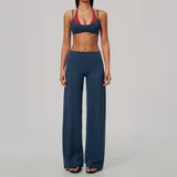 YS2585-4 · Teal Blue & Red Teal Blue & Red Women's High Waist Yoga Set Long Sleeve Brushed