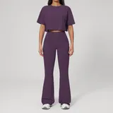 Dai Purple Women's Backless Fitted Fitness Yoga Activewear Set Flared