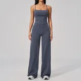 Navy Blue Slimming Running Women's Yoga Activewear Set Quick Dry