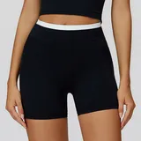 Jet Black Women's Ribbed Fitness Yoga Activewear Set Bare Feel