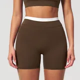 Coffee Brown Women's Ribbed Fitness Yoga Activewear Set Bare Feel