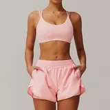 YS4001-2 · Peach Pink Peach Pink Women's Yoga Set Cross Back Running Cross Back
