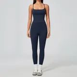 YS4518-2 · Deep Navy Blue Deep Navy Blue Women's Pilates Yoga Set 3 Piece Breathable Fitted