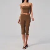 Chestnut Brown Women's Running Performance Yoga Activewear Set 2 Piece
